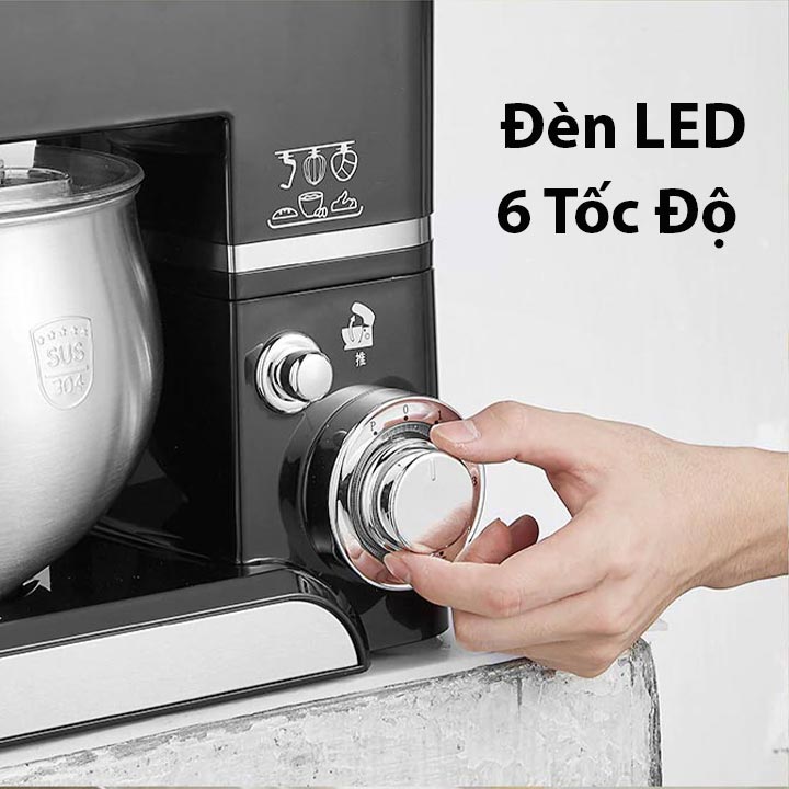 Máy nhào bột, đánh trứng, trộn thực phẩm làm bánh 5 lít 1200W SC205A Hàng Chính Hãng