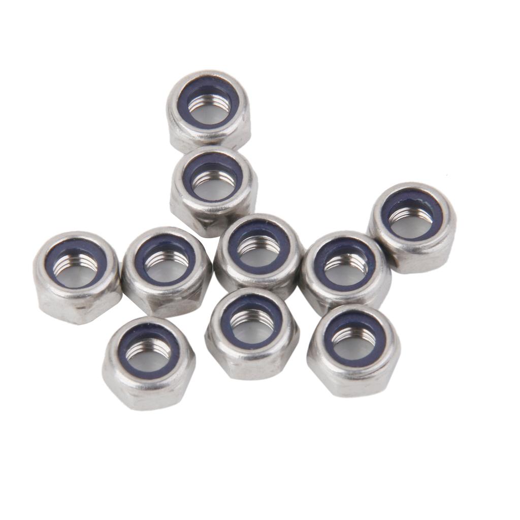2x10Pcs M5 Stainless Steel A2 Nylon Collar Insert Self-lock Nuts Bolts Screws