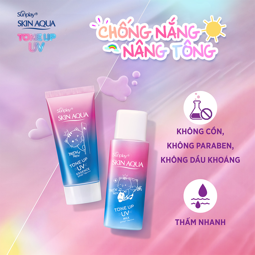 Tinh chất chống nắng nâng tông dành cho da khô/thường Sunplay Skin Aqua Tone Up UV Essence Lavender SPF50+ PA++++