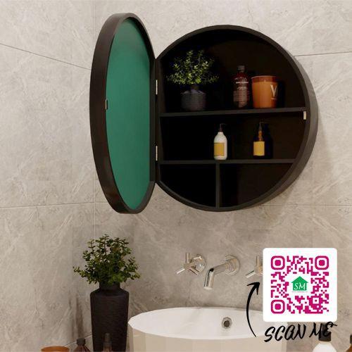 TỦ GƯƠNG TRÒN TREO TƯỜNG PHÒNG TẮM SMHOME NT07- TÍCH HỢP ĐÈN LED VÀ CÔNG TẮC CẢM ỨNG TRÊN GƯƠNG
