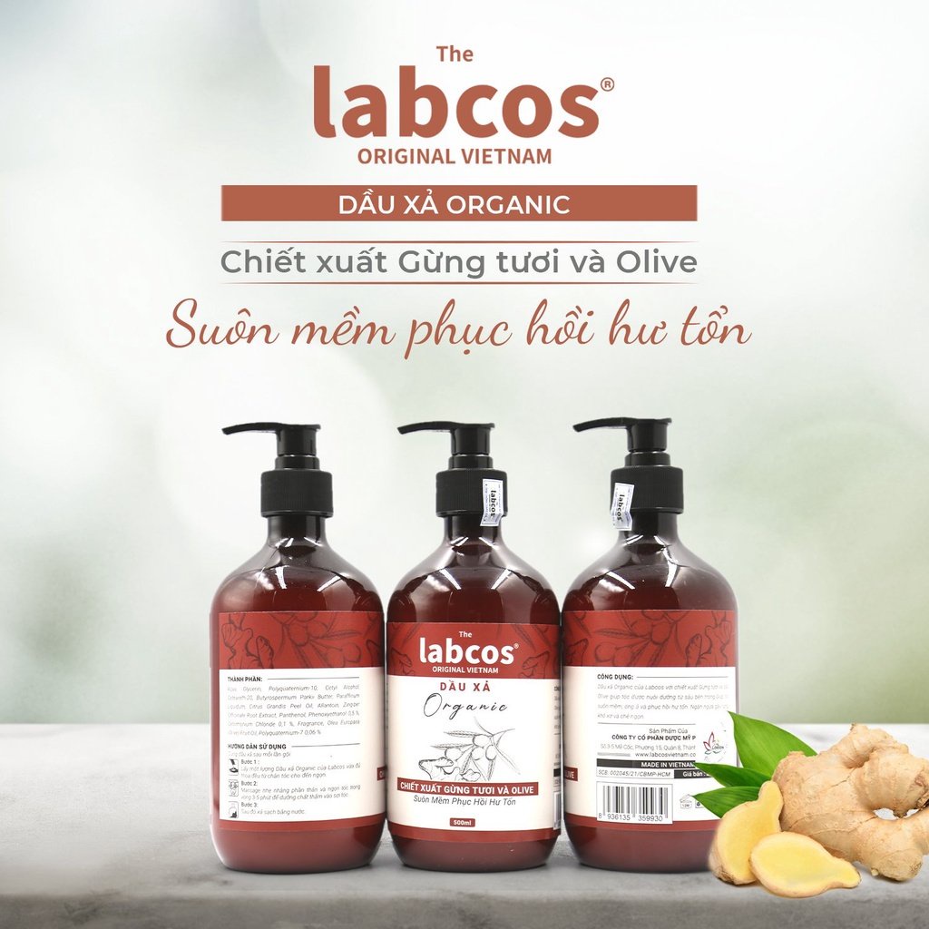 Combo Gội Xả Organic The Labcos Original Chiết Xuất Thiên Nhiên 8 Loại Thảo Mộc Nuôi Dưỡng Da Đầu Và Mái Tóc