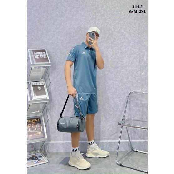 Bộ thể thao có cổ chất thun lạnh in decan bạc cao cấp