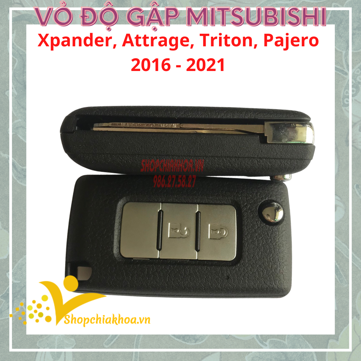 Vỏ độ gập chìa khóa xe ô tô mitsubishi Xpander, Attrage, Triton, Pajero 2016 - 2021, Outlander