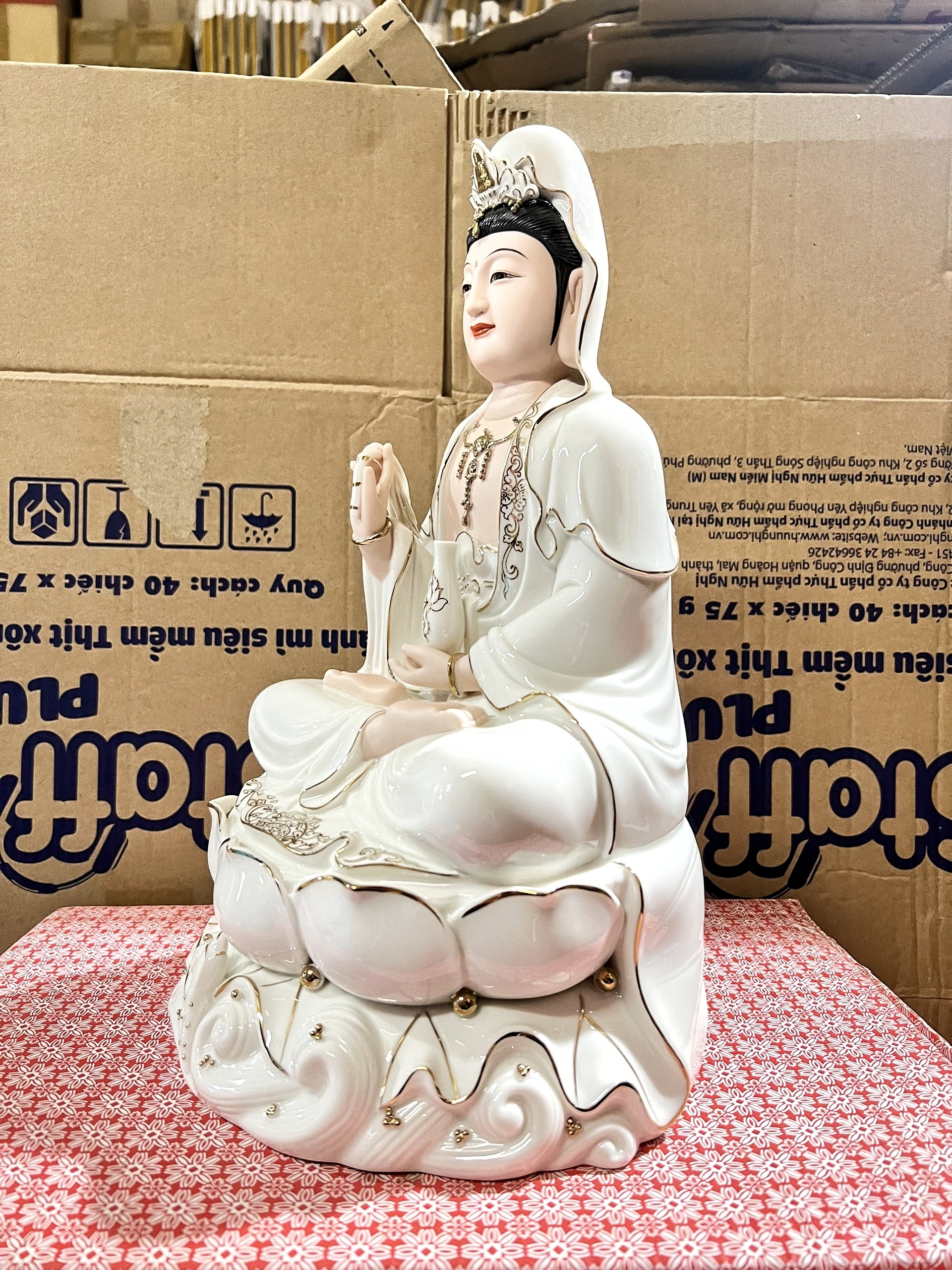 Tượng Quan Âm Sứ Trắng Cao Cấp Nhập khẩu cao 35cm