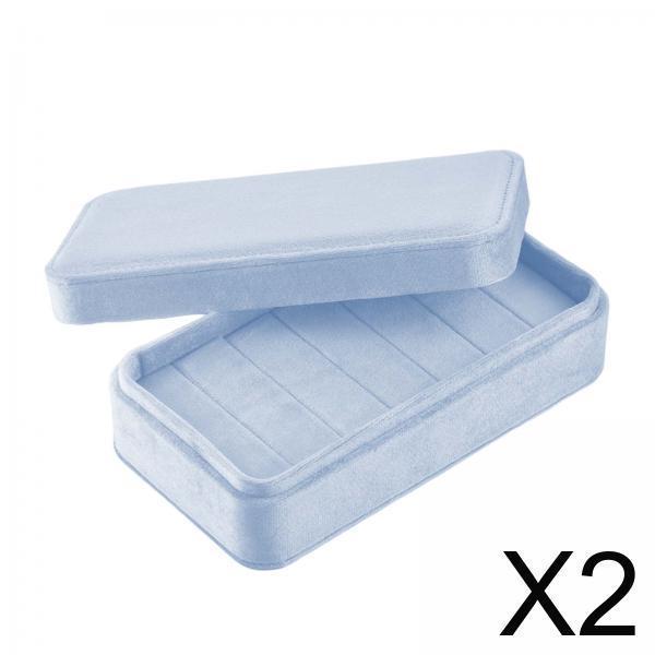2Pcs Dustproof Velvet Rings Display Holder Storage Case for Girls Dress Tables