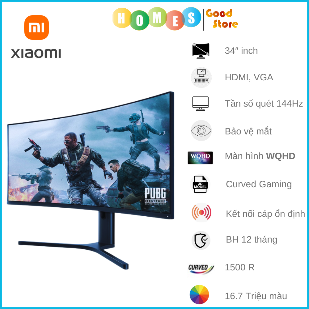 Màn Hình Cong Xiaomi Redmi Mi Curved G34WQ 34 Inch Tần Số 180 Hz 2K Có VESA Chơi Game Làm Việc Thoải Mái - Hàng Nhập Khẩu
