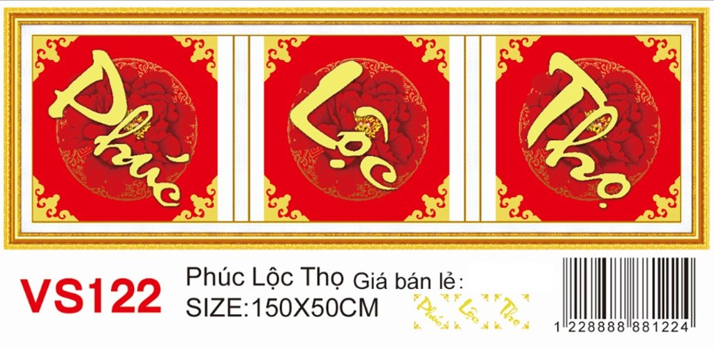 Tranh đính đá phúc lộc thọ VS122 - 150 x 50 cm - chưa đính