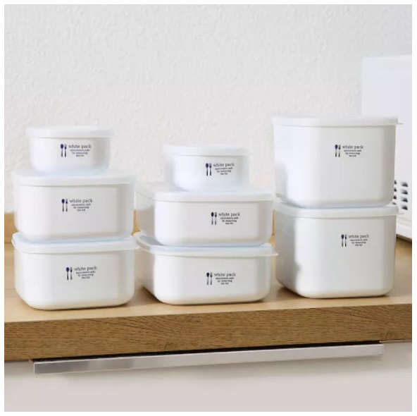 Set 02 hộp đựng & bảo quản đồ ăn White Pack 280ml thích hợp dùng trong lò vi sóng - MADE IN JAPAN