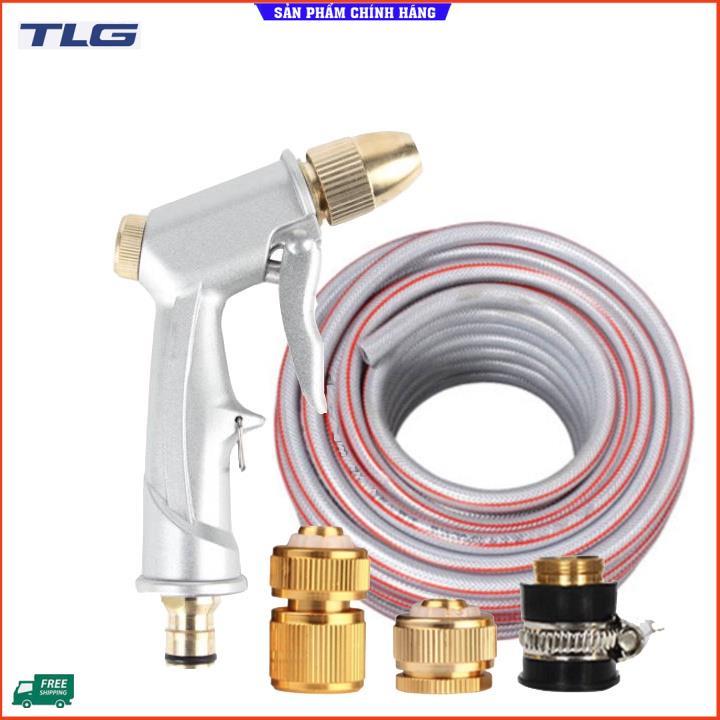 Rửa xe tưới cây Bộ dây và vòi xịt tăng áp lực nước 300% loại 25m cút đồng,nối đồng 206701