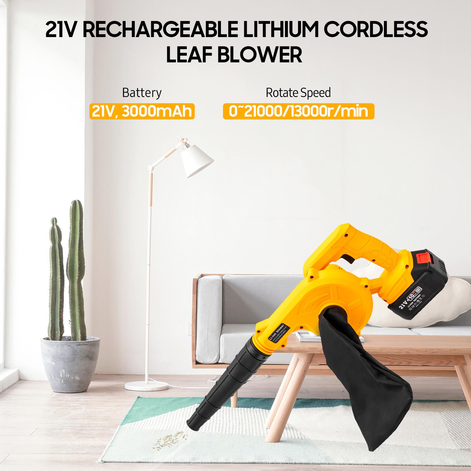 21V Rechargeable Lithium Electric Blower 3000mAh Lithium Cordless Leaf Blower Large Power Industrial Small Dust Blowing Machine for Snow Leaf Cleaning