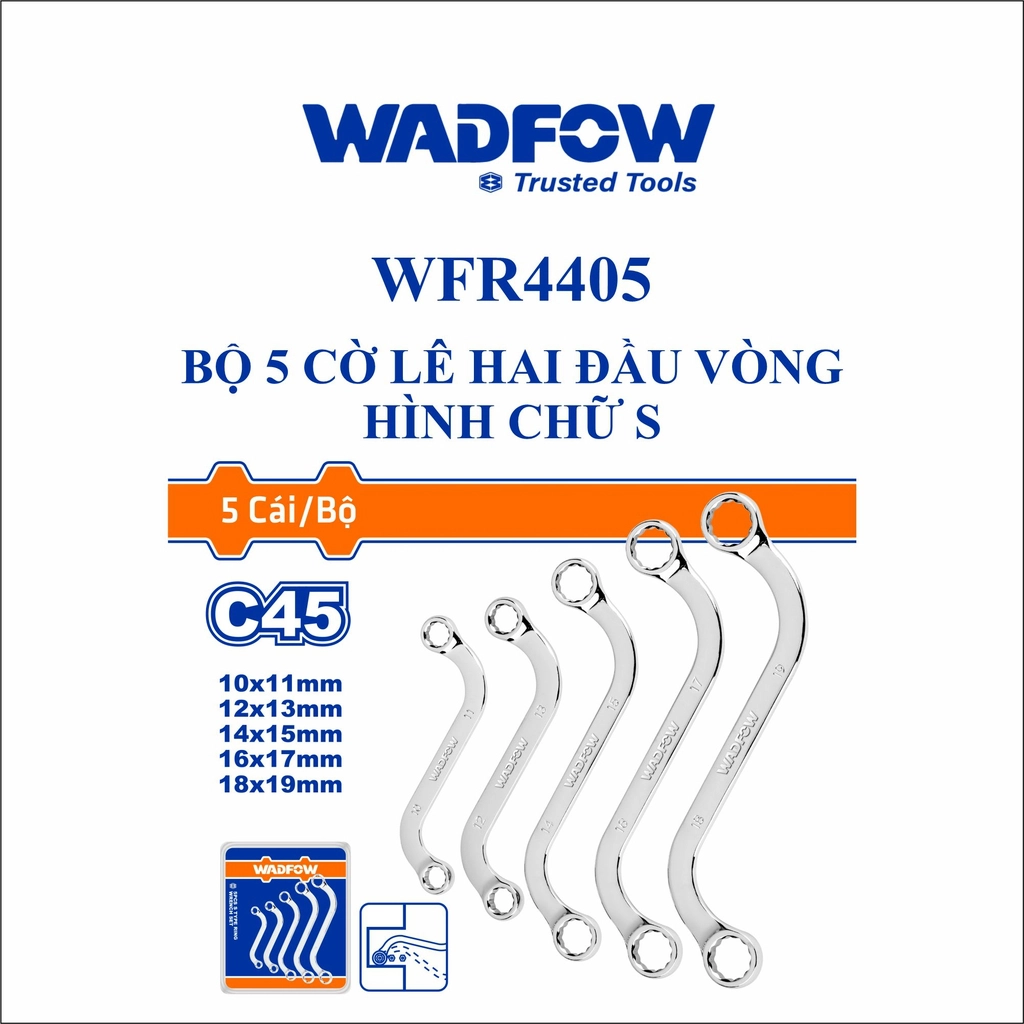 BỘ 5 CỜ LÊ HAI ĐẦU VÒNG HÌNH CHỮ S WFR4405 WADFOW - HÀNG CHÍNH HÃNG