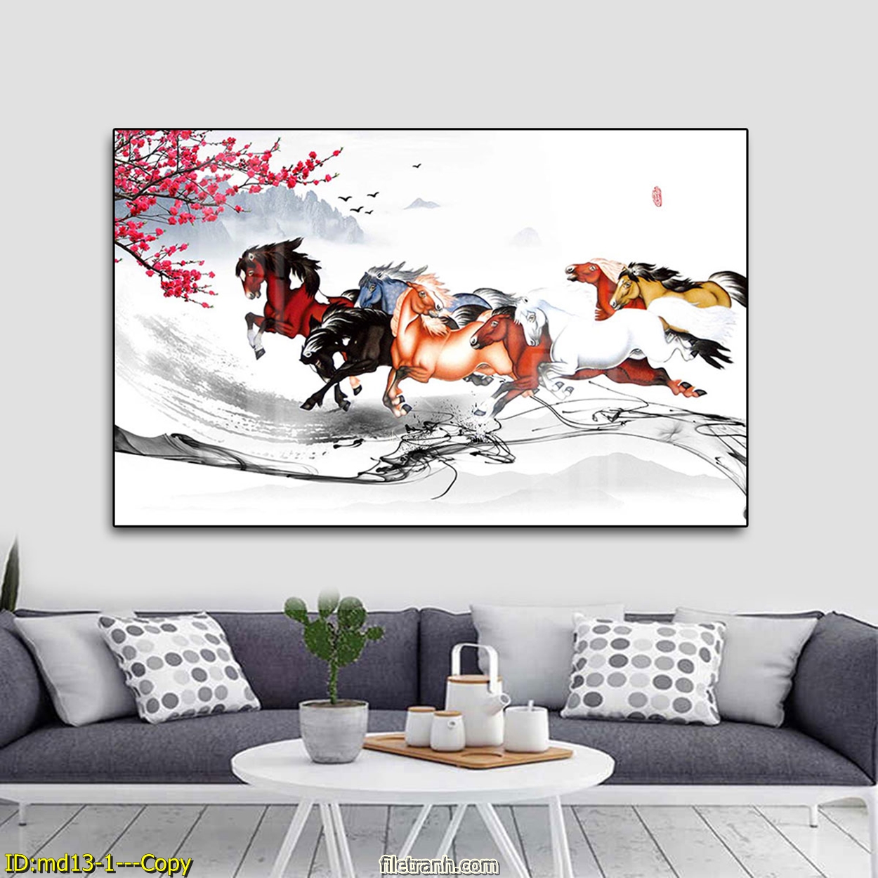 Tranh Mã Đáo Thành Công Dũng Mãnh - Tranh Canvas Trang Trí Phong Thủy
