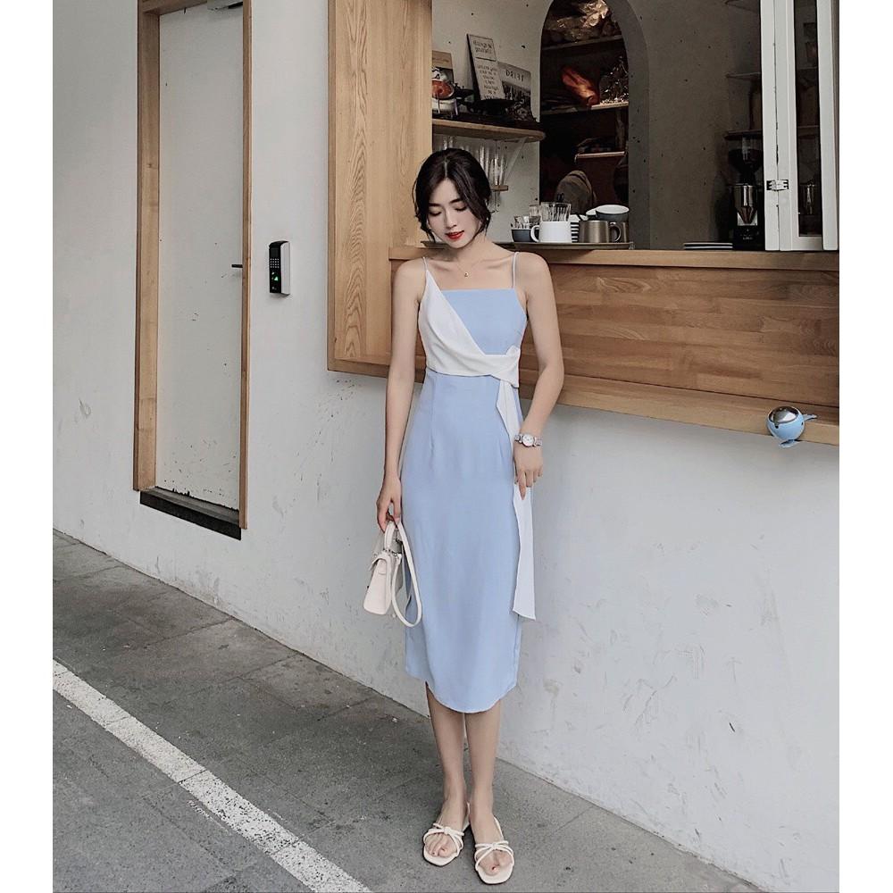Đầm body 2 dây phối