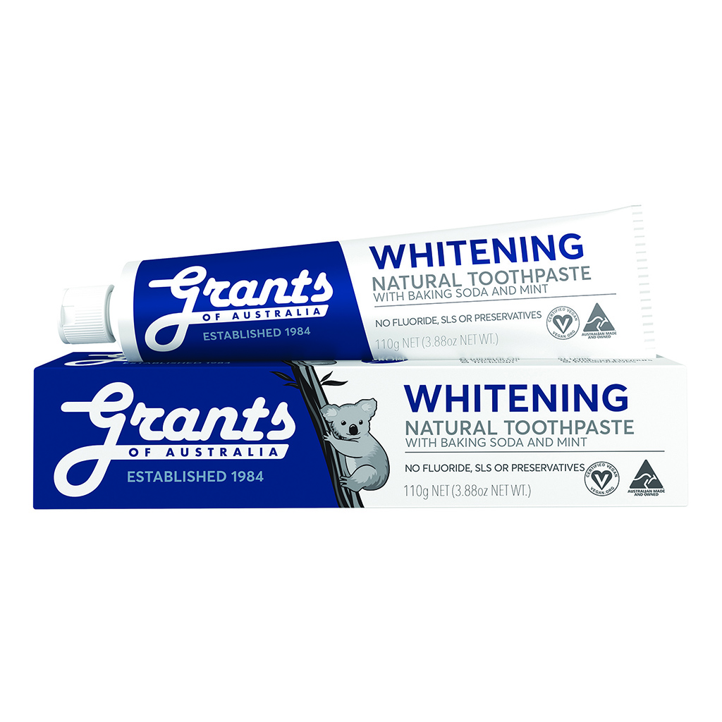Kem đánh răng thảo dược trắng răng tự nhiên( Whitening) Grants 110g, với banking soda và bạc hà the mát - Bộ 3 tuýp, Với Banking soda và tinh chất bạc hà mạnh giúp làm trắng răng, đánh tan các mảng bám, làm dịu nướu