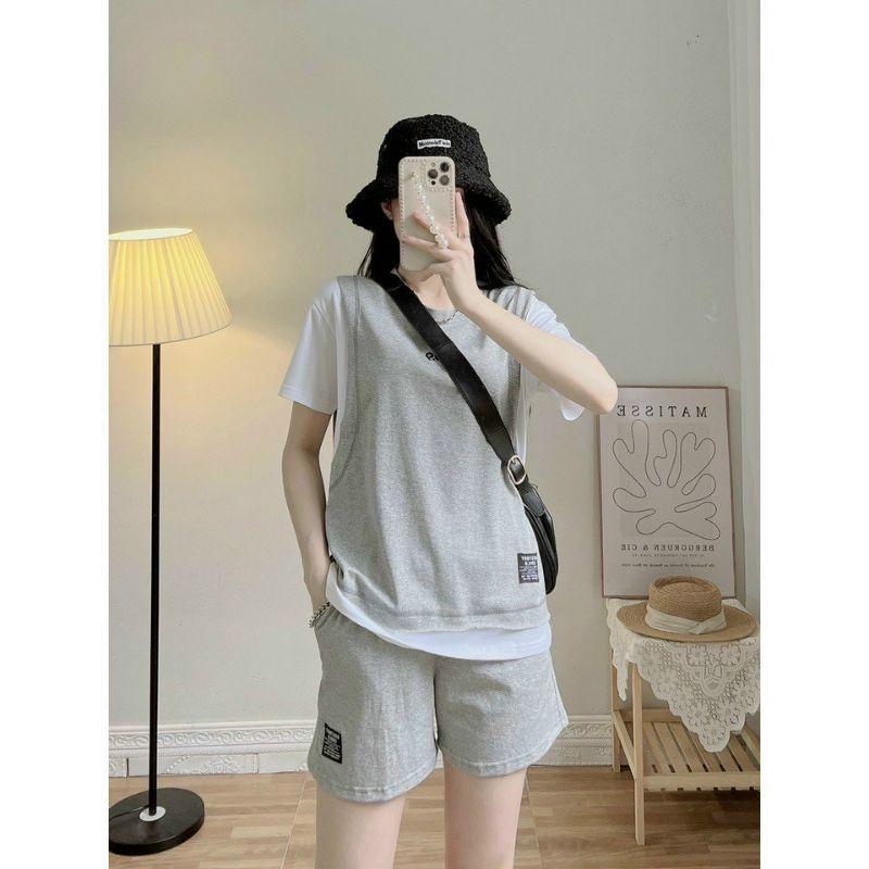 Đồ bộ mặc nhà nữ ,Set quần đùi Áo thun tay lỡ phối màu chất cotton xịn mặc hè thoáng mát phong cách hàn