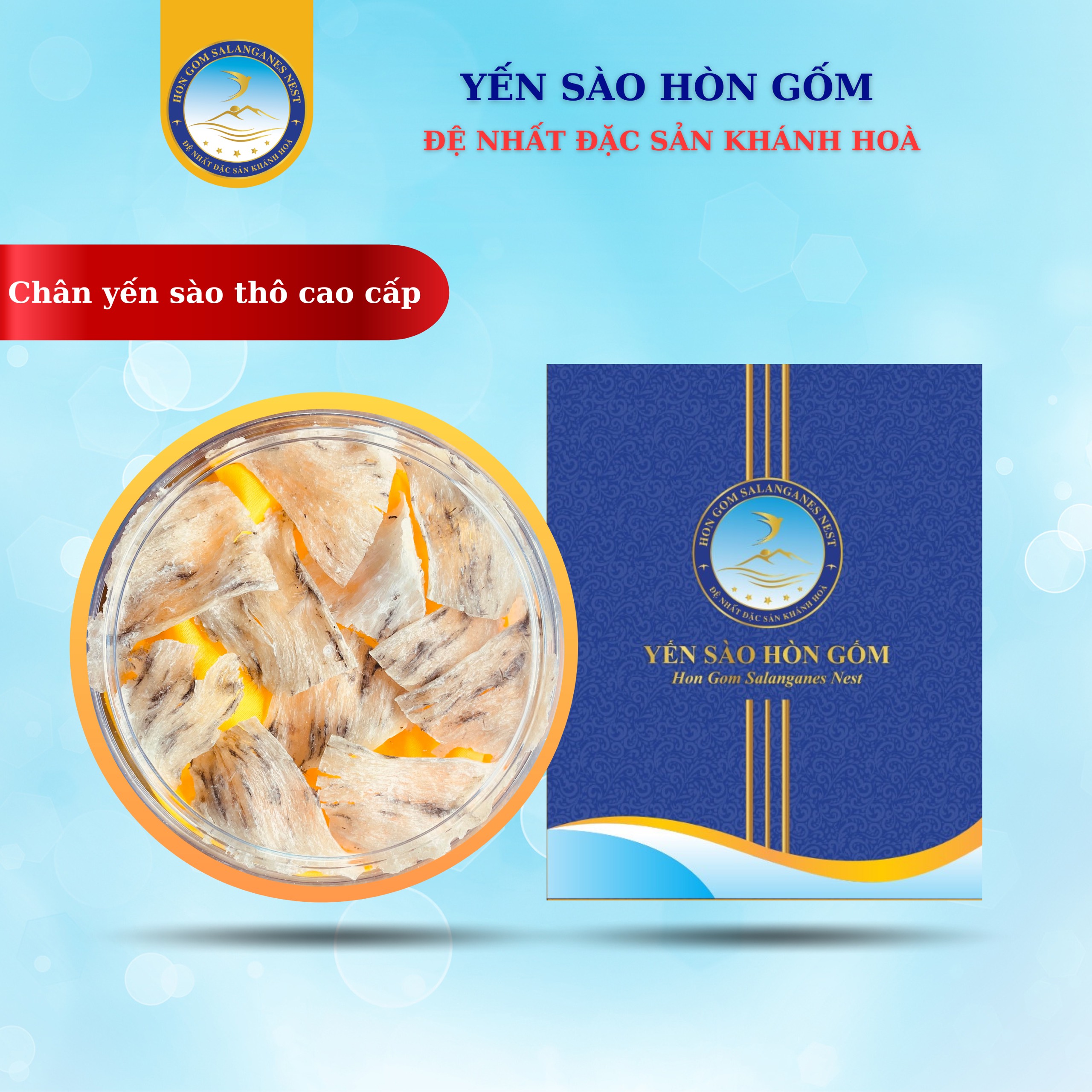 Chân Yến Sào Khánh Hoà Thô Cao Cấp - Hộp 10 gram - Yến Sào Hòn Gốm Chính Hiệu Khánh Hoà -  HON GOM SALANGANES NEST