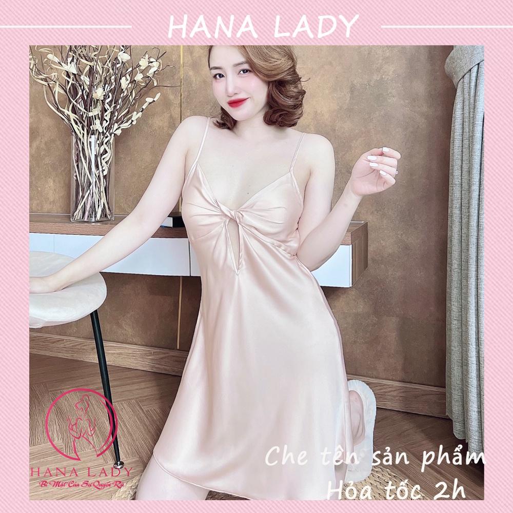 Váy ngủ lụa cao cấp - đầm ngủ 2 dây xoắn eo kèm quần VN499