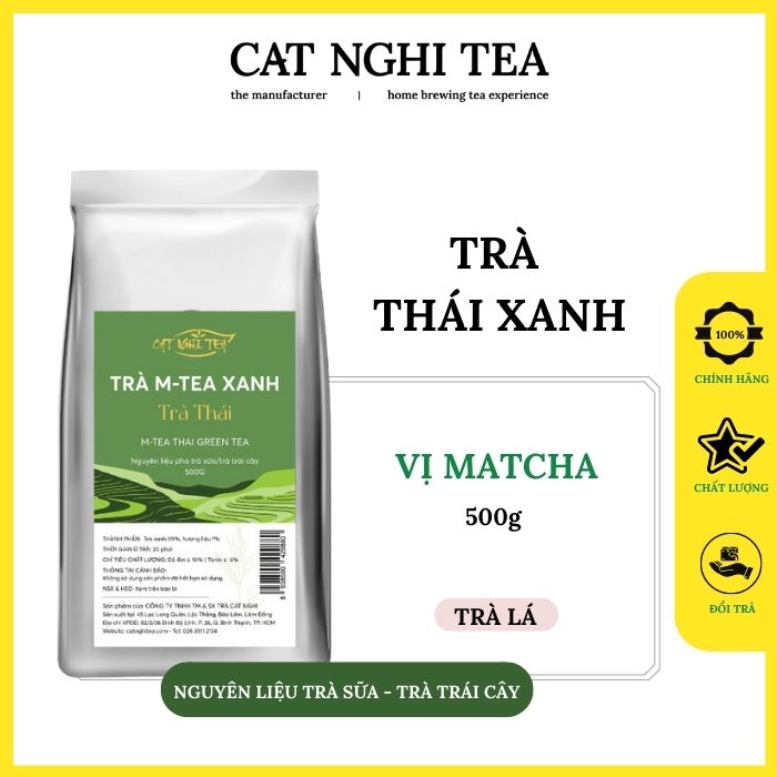 Trà Thái Xanh [500g - vị Matcha] Trà xanh CAT NGHI TEA, Nguyên liệu chuẩn pha trà sữa và trà trái cây thơm ngon