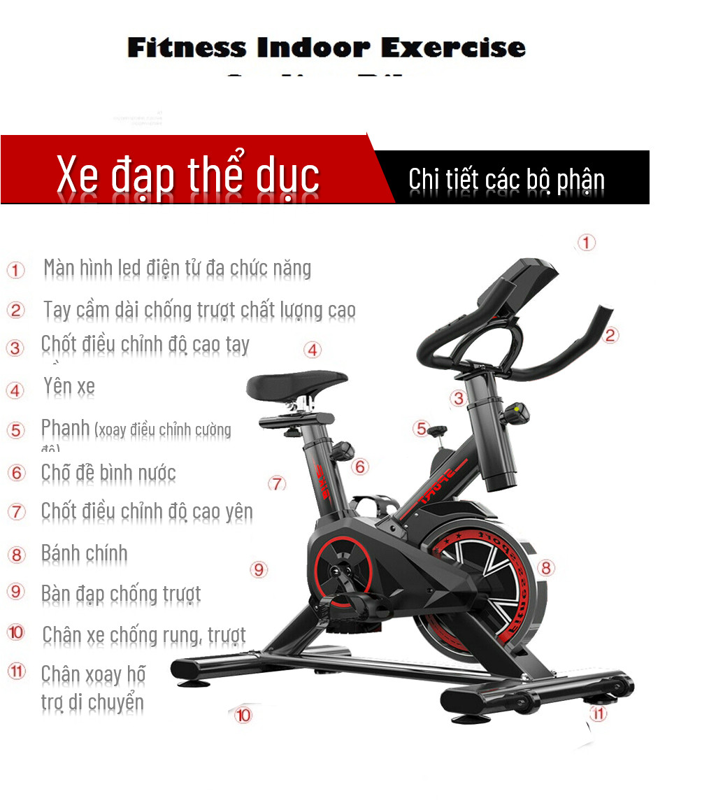 Xe đạp tập gym, xe đạp tập tại nhà loại 1 , xe đạp thể thao  dụng cụ tập gym tại nhà, bàn đạp kiểu lồng chân, yên xe và tay nắm có thể chỉnh độ cao, gọn gàng, không diện tích