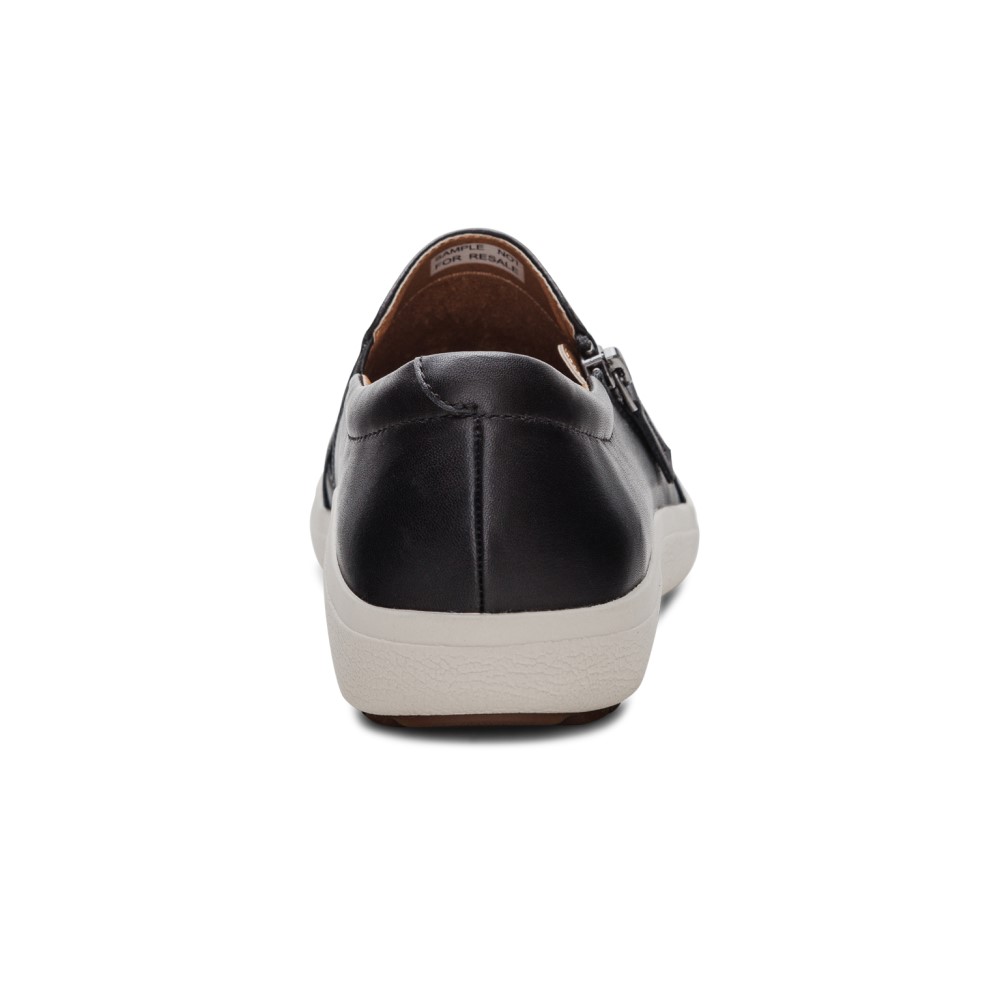 Giày thể thao sức khoẻ nữ Aetrex Jenna Black - Giày lười da đế đệm