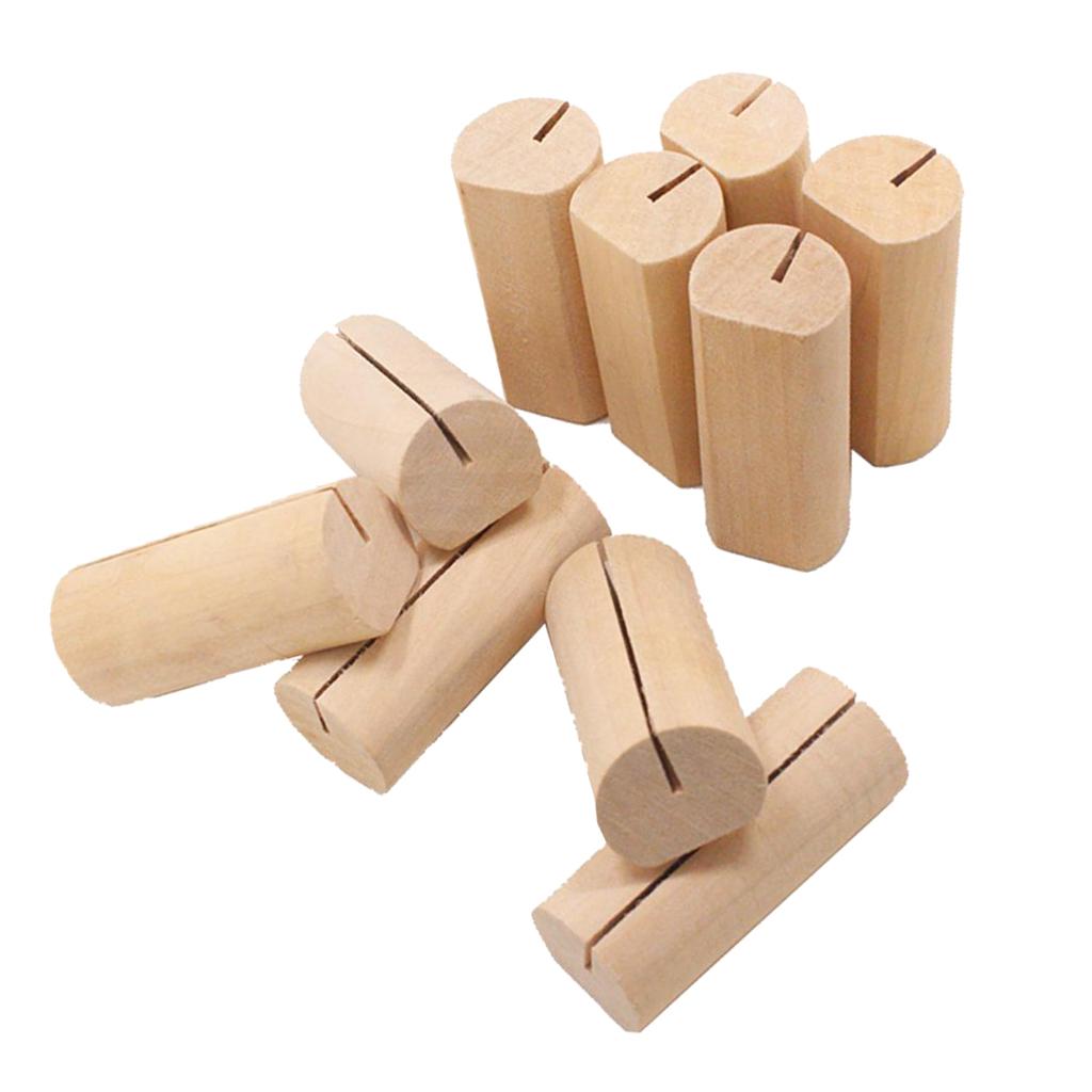 20pcs Table Wood Stands Wooden Base Memo Photo Clip Card Holders