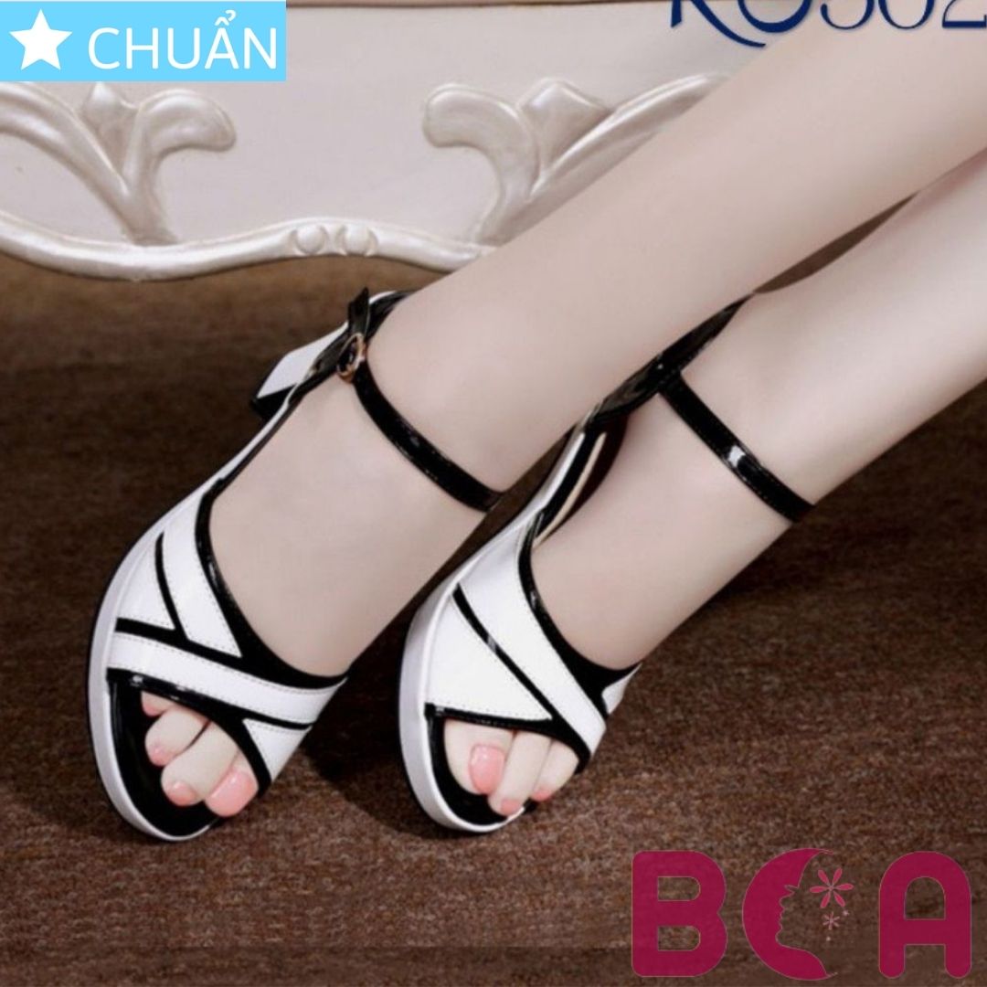 Giày cao gót nữ 6p RO502 ROSATA tại BCASHOP kiểu dáng sandal, màu trắng phối viền đen đơn giản nhưng thời trang