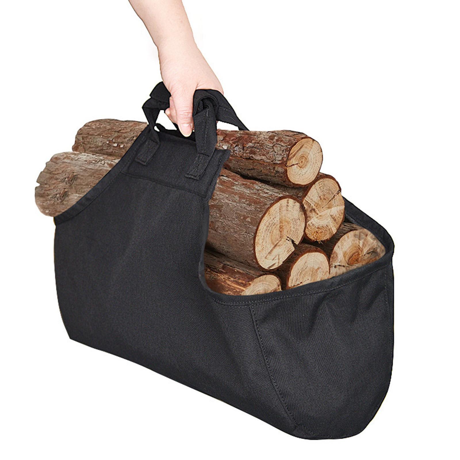 Durable Firewood Carrier Bag Log Storage Tote Woodpile Rack for Fireplace