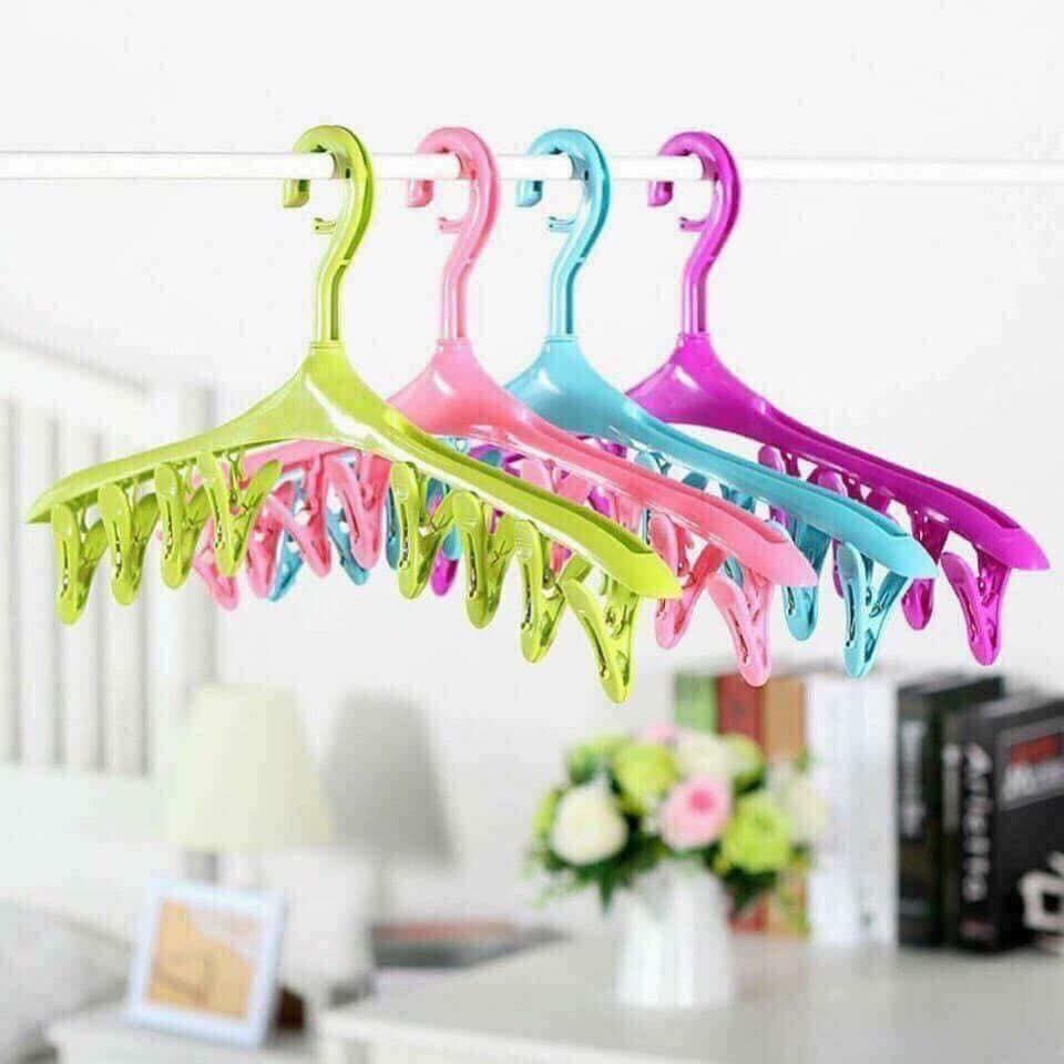 Bộ 2 móc treo quần áo đa năng màu xanh - Hàng Nội Địa Nhật
