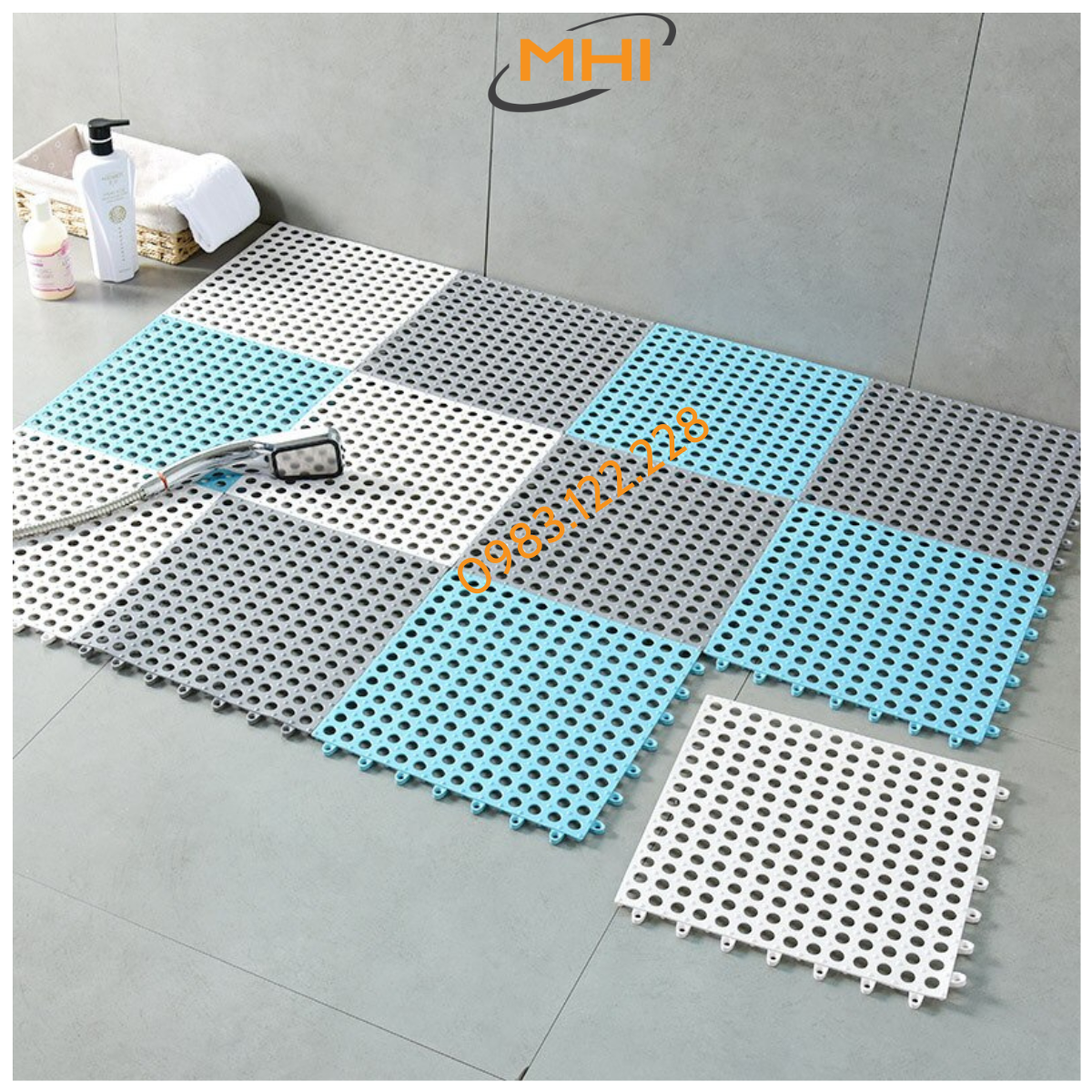 Tấm lót sàn nhà vệ sinh MHI. Vỉ nhựa lót sàn chống trơn Trải Sàn Nhà Tắm/Vệ Sinh/Nhà Bếp.