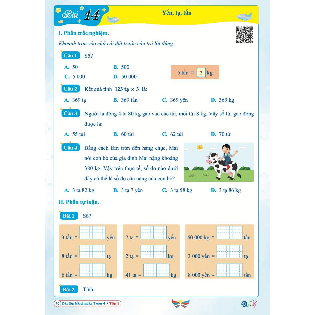 Sách Bài Tập Hằng Ngày Toán 4 - Tập 1 - Cánh Diều (1 cuốn)