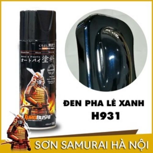 Sơn xịt Samurai Kurobushi - màu đen pha lê xanh H931 (400 ml)