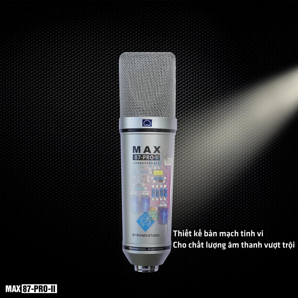 Micro thu âm Max 87-Pro-II 48V livestream chuyên nghiệp - Condenser microphone - Dùng cho phòng thu, karaoke sân khấu