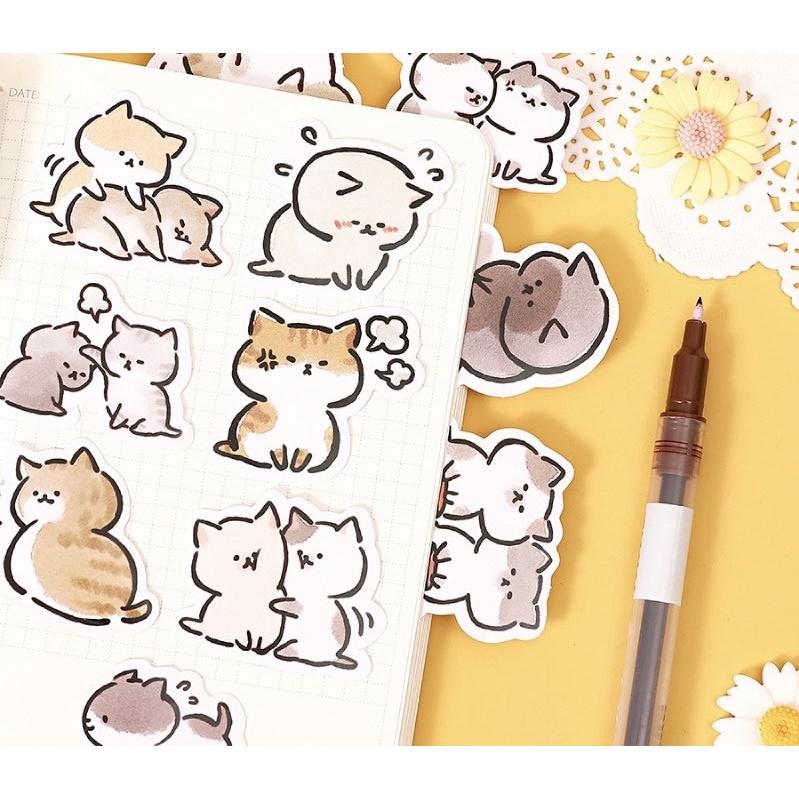 Sticker cute dán sổ mẫu siêu HOT hình Mèo sushi, Chó Shiba, Heo, Gấu, Gà hộp 45 miếng dán hình ngôi nhà st06