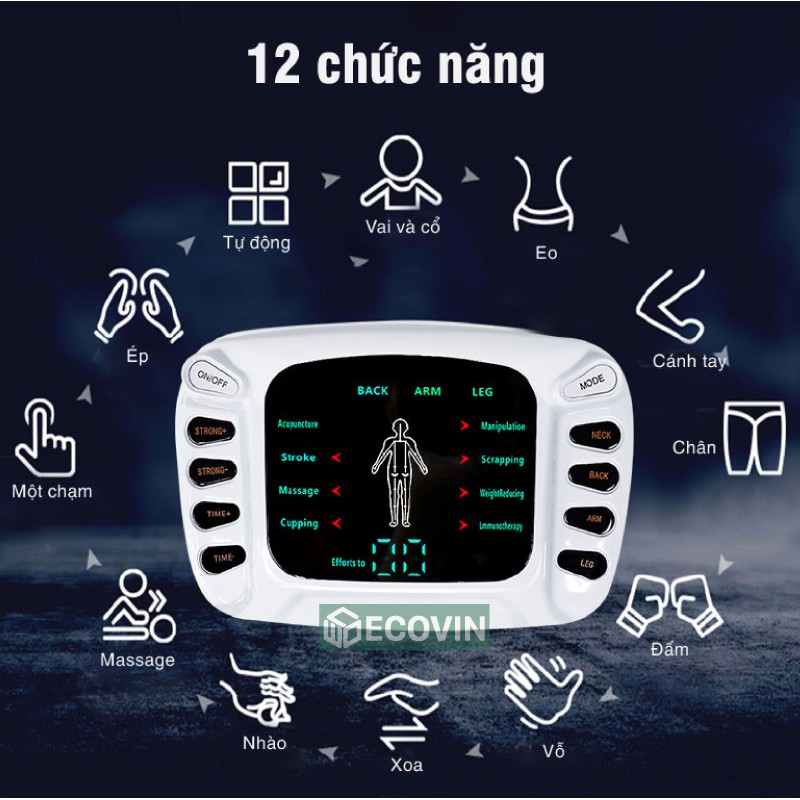 Máy Xung Điện,Máy Massage Xung Điện Trị Liệu. Máy Mát Xa 8 Miếng Dán