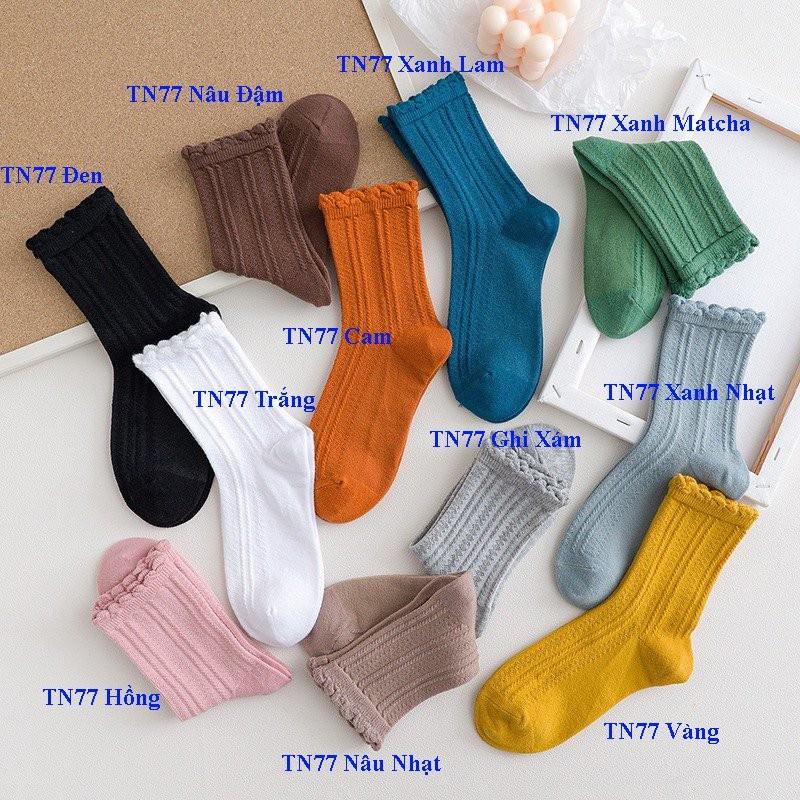 Vớ tất nữ phong cách Hàn Quốc len gân cổ cao mẫu mới hot trend T75