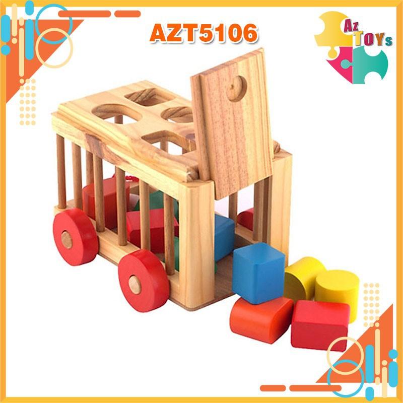 Đồ Chơi Gỗ Xe Thả Hình Khối Cho Bé - AZT5106
