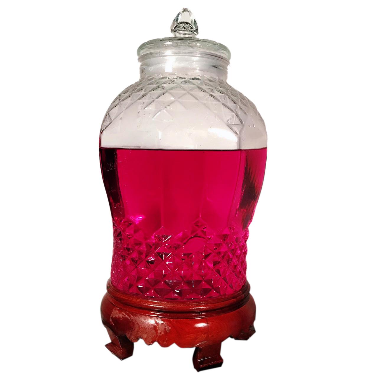 Bình ngâm rượu thủy tinh Kim cương - không van - 25 lít - tặng đế gỗ.
