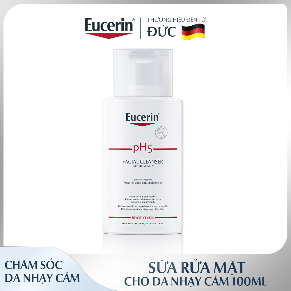 Sữa rửa mặt không gây kích ứng cho da nhạy cảm Eucerin pH5 Facial Cleanser 100ml