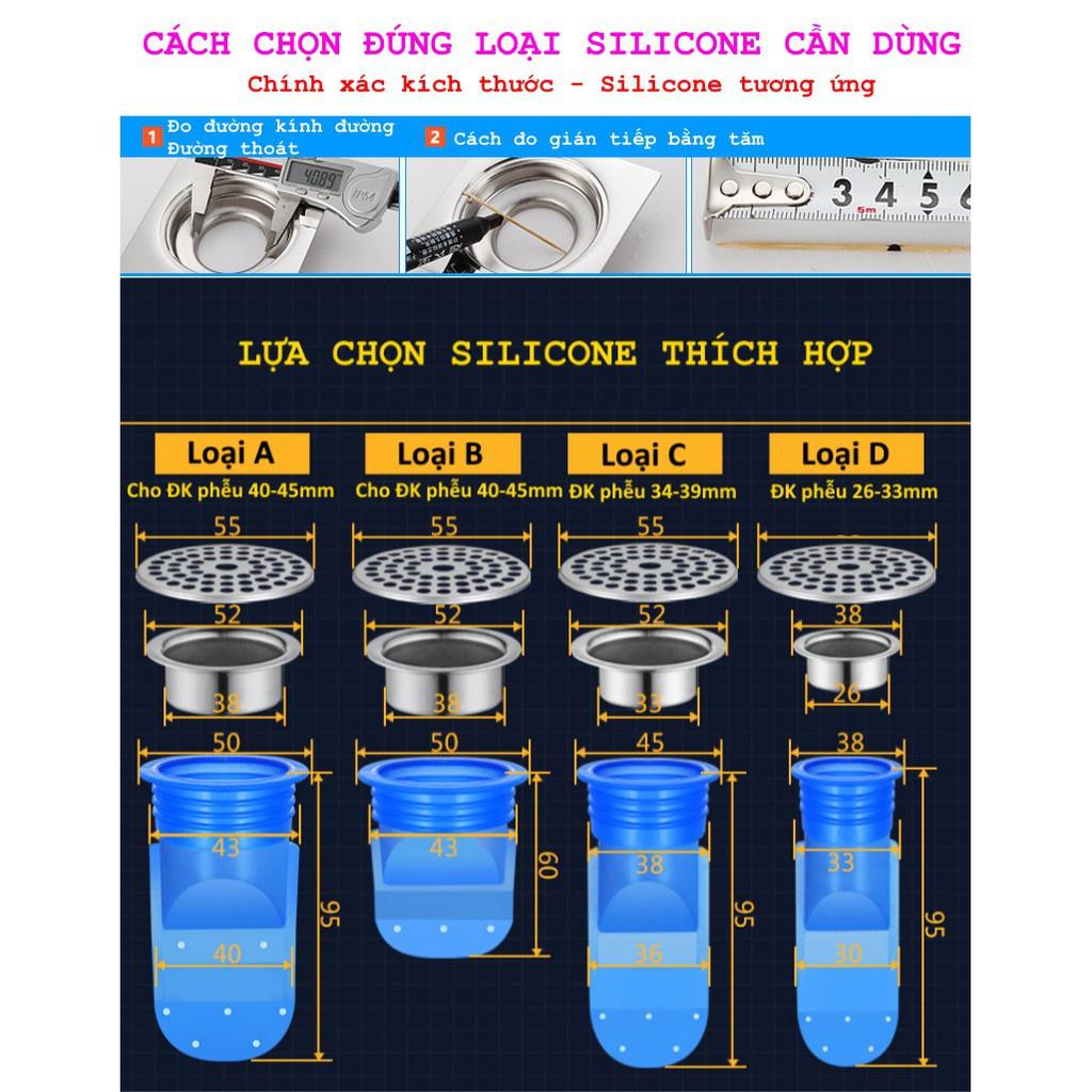 Phụ kiện Silicone lắp thoát sàn chống mùi hôi ngăn vi khuẩn trào ngược lên, ngăn mùi hôi nhà vệ sinh 88146