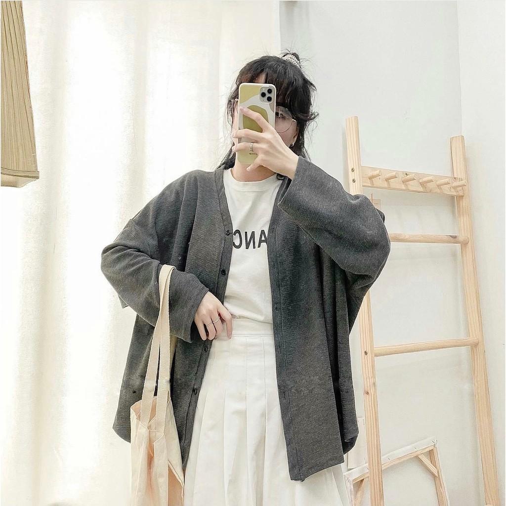 Áo Khoác Nỉ Cardigan Hàn Trơn Form Rộng Ulzzang (Ảnh thật