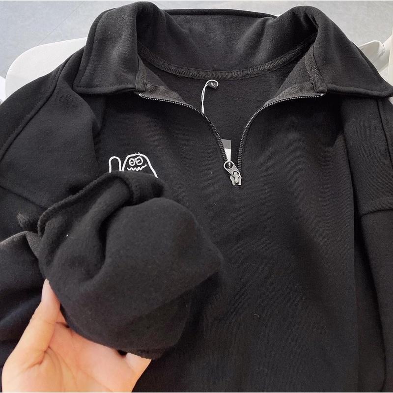áo sweater SAMES màu đen unisex ảnh thật SSSTore ( nam nữ mặc đều được