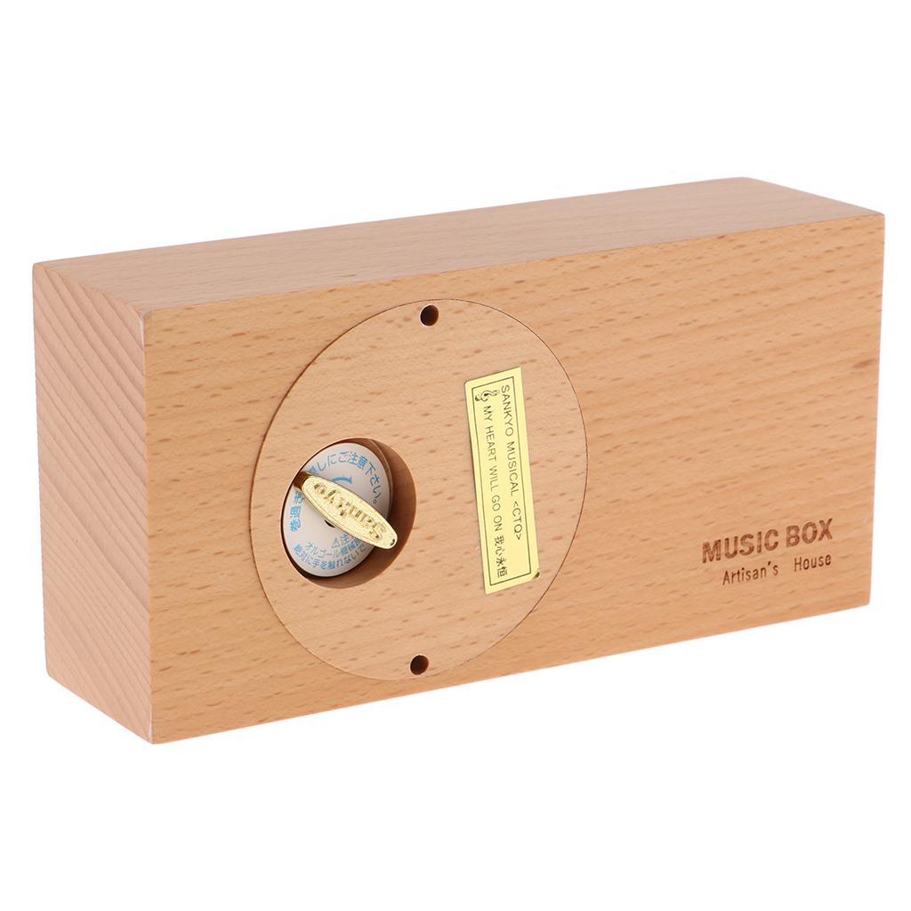 Retro Clockwork Musical Box Wooden Engraved Wind-up Mechanism Music Movements - 4 Melody for Like - Birthday Gift / Mild Music Lover / Home Ornaments