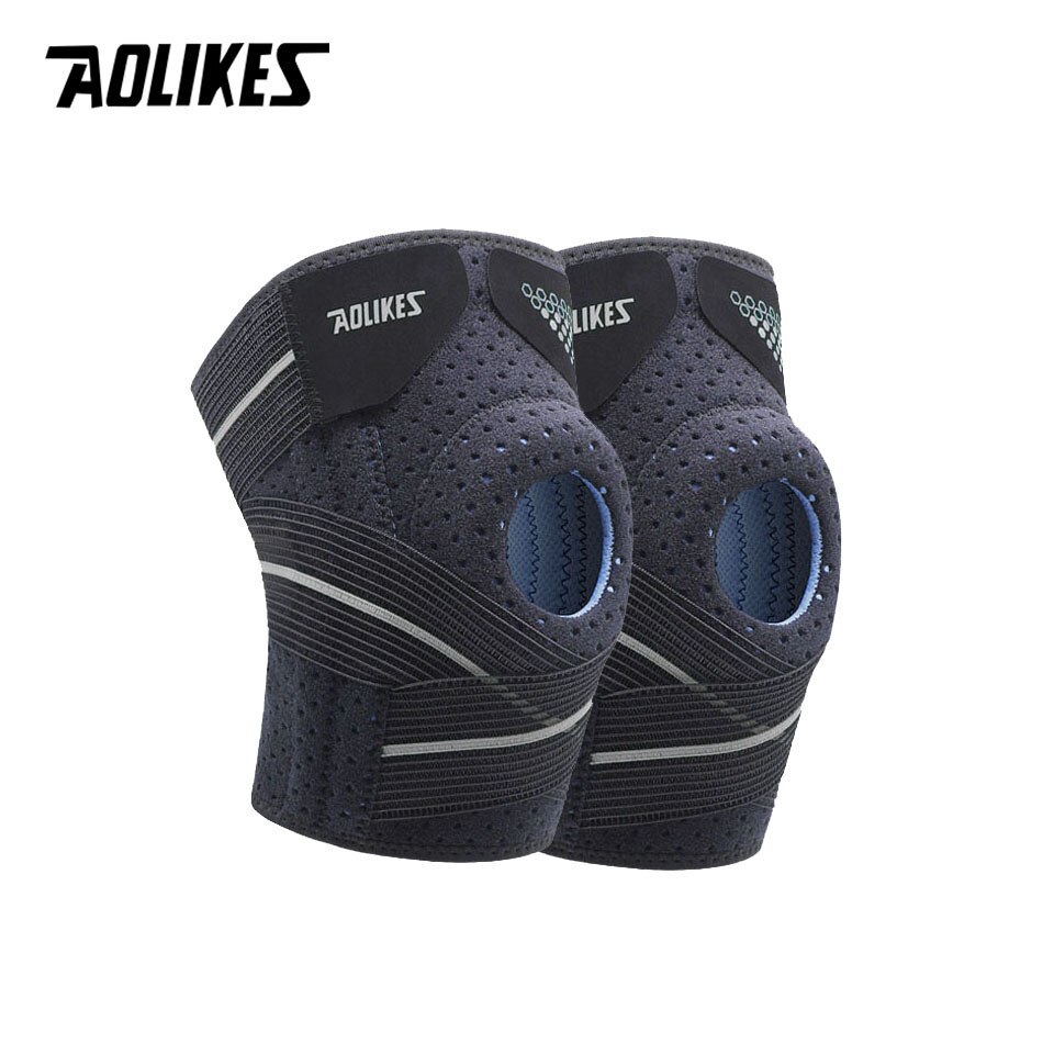 Bộ 2 Đai Bó Bảo Vệ Đầu Gối Aolikes A - 7909 Nẹp Lò Xo Hỗ Trợ Khớp Gối Pressurized Knee Support - Gray