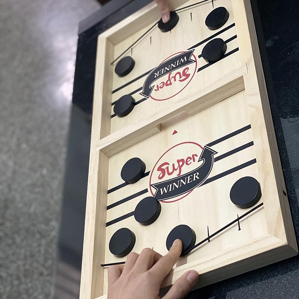 Bộ Cờ Búng Bàn Đấu Ice Hockey Bằng Gỗ - Chọn Size - Foosball Winner, Sling Puck - Bắn Bi Gỗ Xuyên Lỗ Chính Hãng dododios