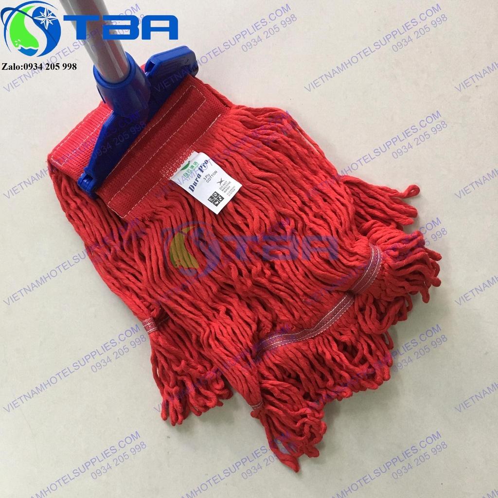 Cây lau sàn dạng kẹp thân hợp kim nhôm với tấm lau màu đỏ thấm hút tốt với đầu kẹp màu xanh