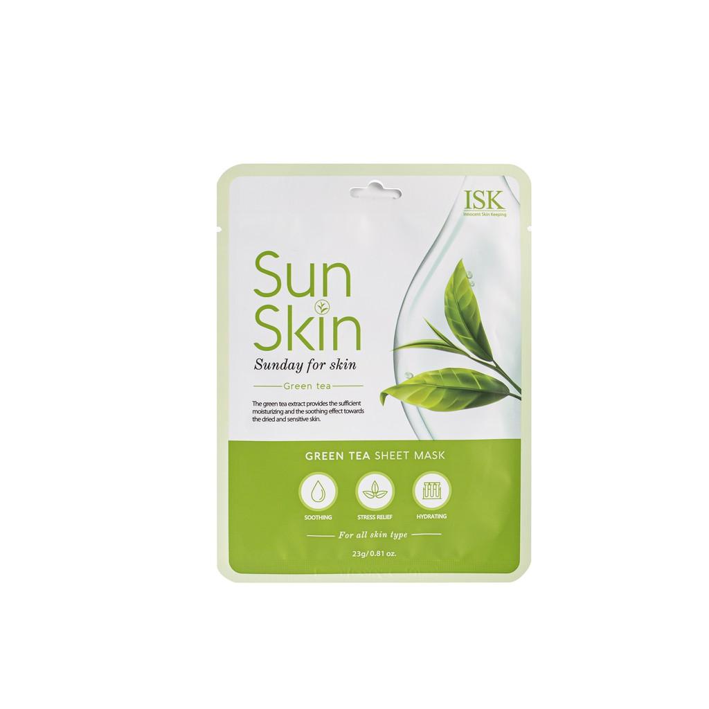 Mặt Nạ Trà Xanh ISK SunSkin Green Tea Sheet Mask Giảm Mụn, Sáng Da, Sạch Bã Nhờn 23ml - IMASK0100110