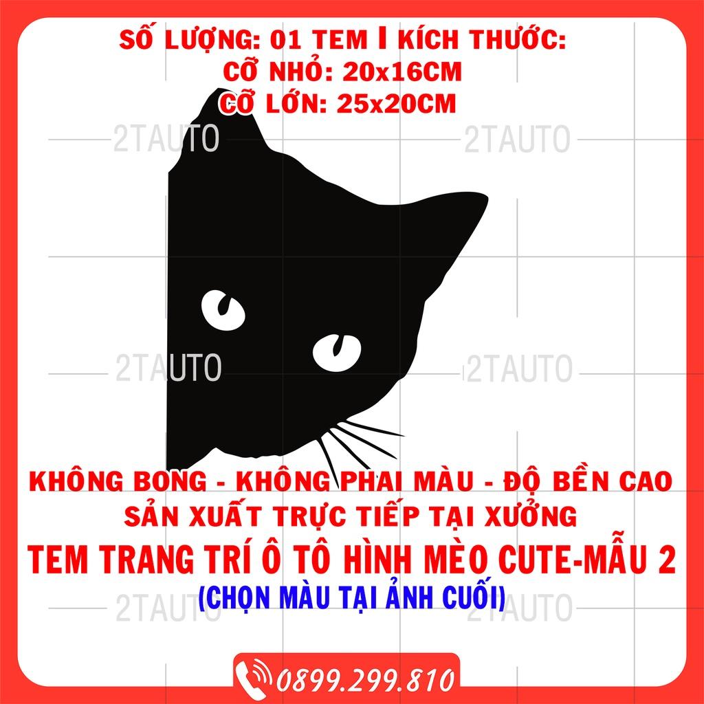 Tem decal HÌNH CON MÈO dán xe nhiều kích thước, chống thấm nước, logo CHÚ MÈO dán trang trí ô tô xe hơi - MẪU 2