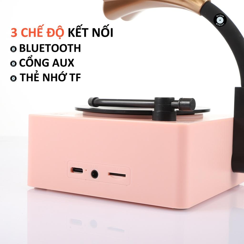 Loa Bluetooth Đĩa Than Xoay OLIVER T15 Loa Bluetooth Loa Kèn Vintage Cổ Điển Đồ Decor Phòng Ngủ Trang Trí Bàn Làm Việc Cao Cấp