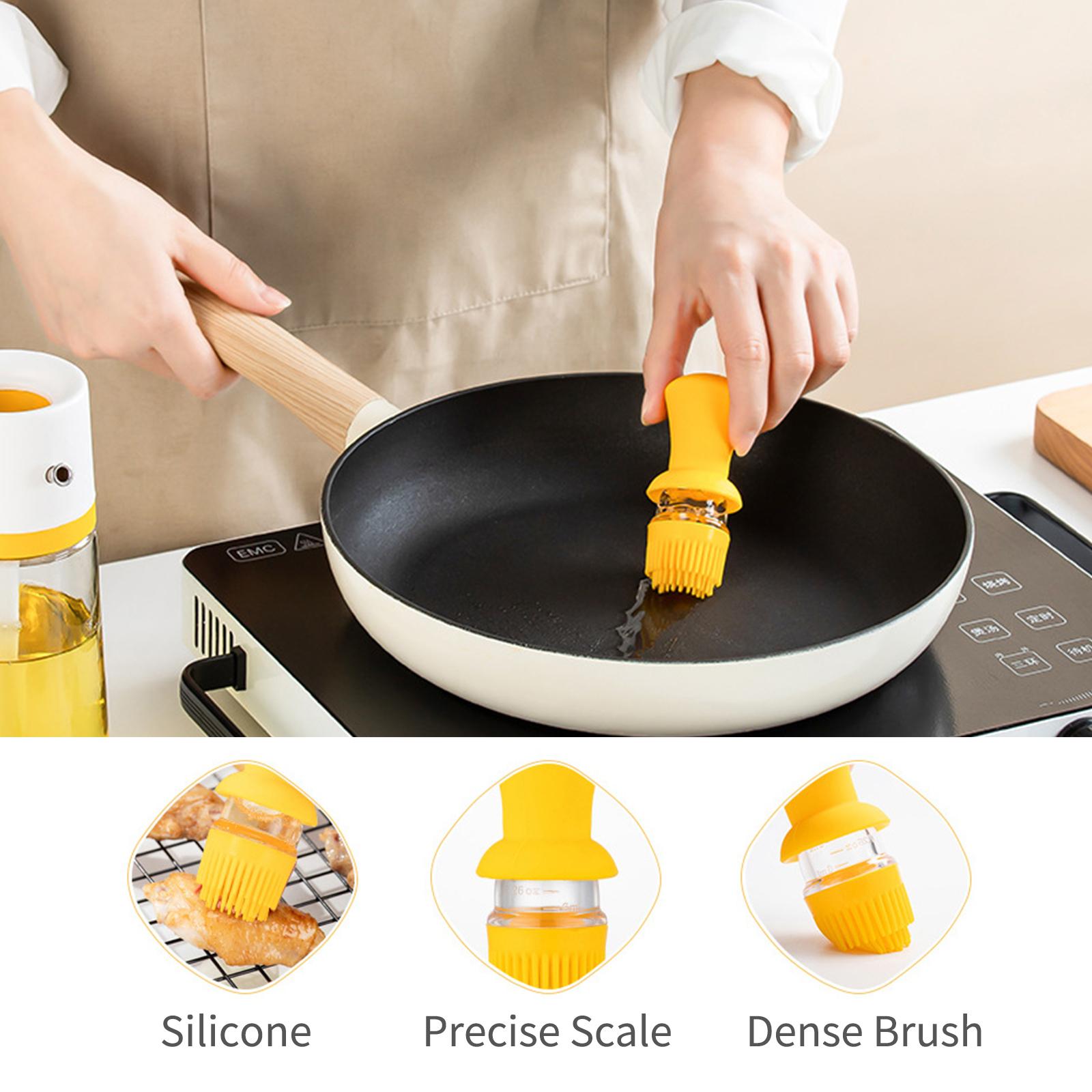 2 In 1 Olive Oil Dispenser With Silicone Brush 550mL Glass Bottle Leakproof Refillable Oil Dispenser