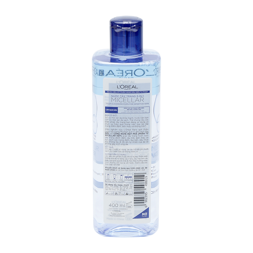 Nước tẩy trang làm sạch sâu L'Oreal Micellar Water (400ml)